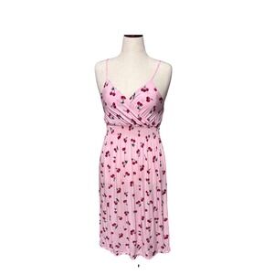 Retro Vintage Style Cherry Print Smocked Midi Dress| Spaghetti Straps|L/XL